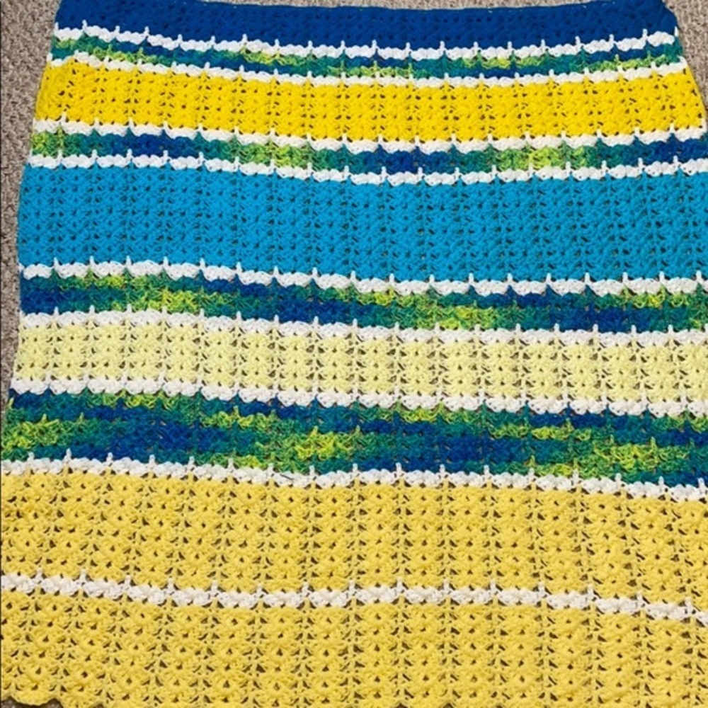 Handmade crochet knit lap baby blanket Afghan